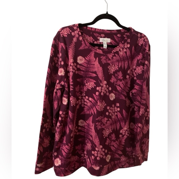 d&co Sweaters - D & Co. Active  Women's Long Sleeve Floral Pullover - Magenta Pink. NWOT!
